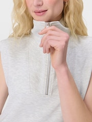 Sweaty Betty Grey Sand Wash CloudWeight Half Zip Sleeveless Pullover Sweat Top - Image 3 of 7