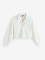 Sweaty Betty White Sand Wash Crop Henley Sweatshirt - Image 1 of 1