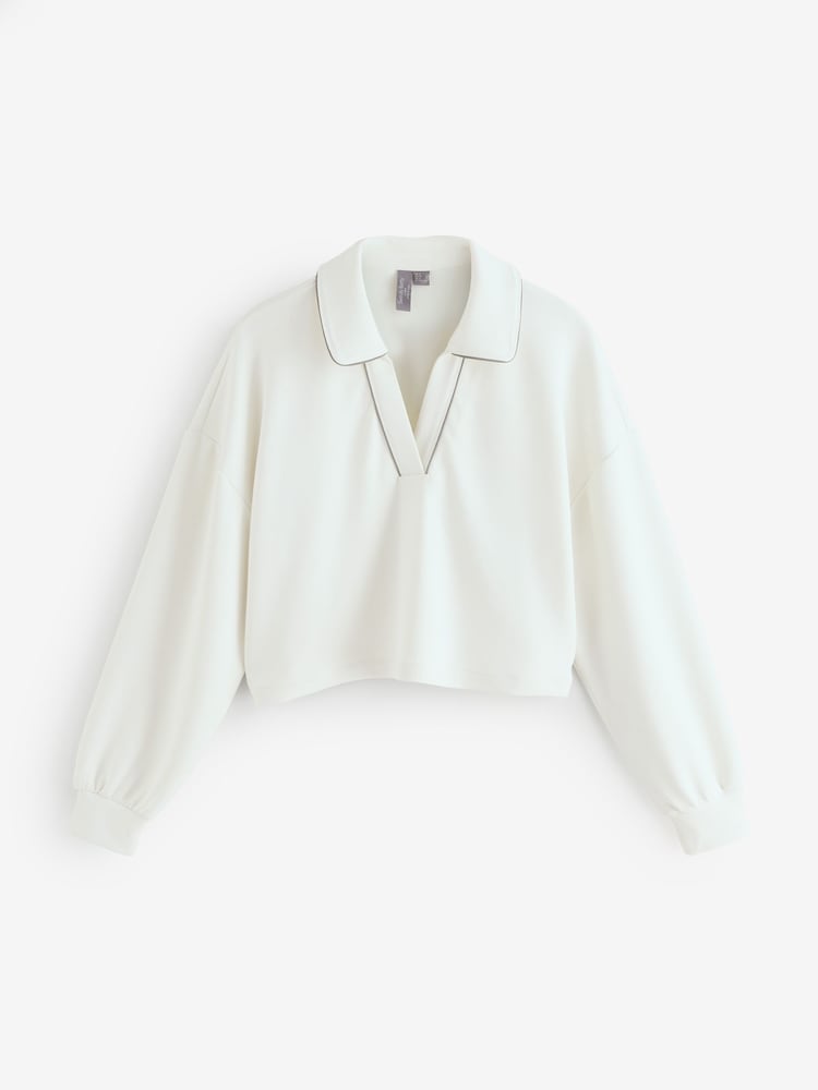 Sweaty Betty White Sand Wash Crop Henley Sweatshirt - Image 1 of 1