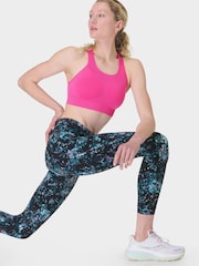 Sweaty Betty Black Peony Print Full Length Power Workout Leggings - Image 4 of 9