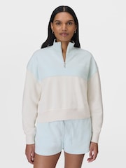 Sweaty Betty DayBreakBlue LilyWhite Revive Crop Half Zip Sweatshirt - Image 1 of 6