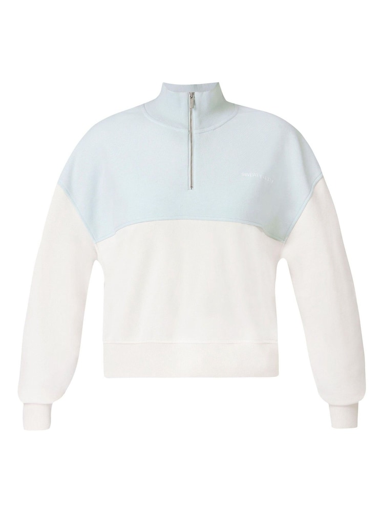 Sweaty Betty DayBreakBlue LilyWhite Revive Crop Half Zip Sweatshirt - Image 6 of 6