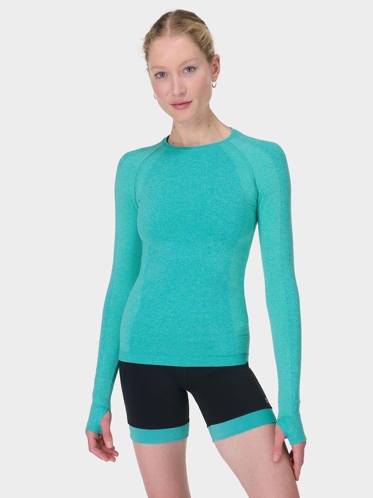 Sweaty Betty Blue Athlete Seamless Workout Long Sleeve Top - Image 1 of 7