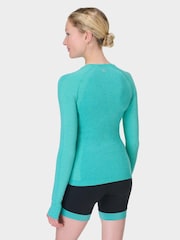 Sweaty Betty Blue Athlete Seamless Workout Long Sleeve Top - Image 2 of 7