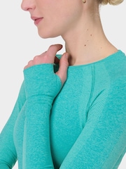 Sweaty Betty Blue Athlete Seamless Workout Long Sleeve Top - Image 6 of 7