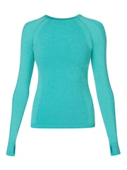Sweaty Betty Blue Athlete Seamless Workout Long Sleeve Top - Image 7 of 7