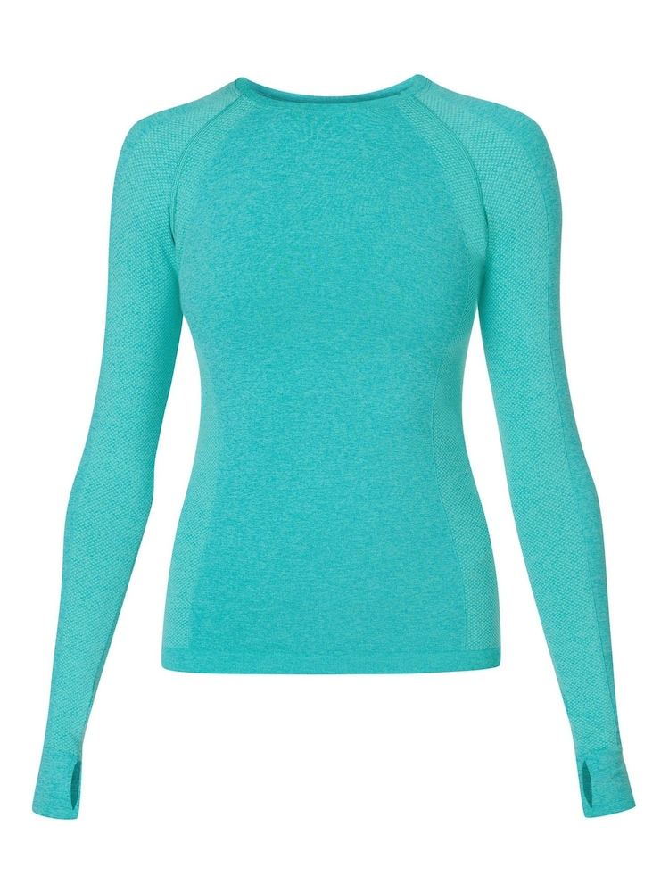 Sweaty Betty Blue Athlete Seamless Workout Long Sleeve Top - Image 7 of 7