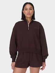 Sweaty Betty Brown Revive Crop Half Zip Sweatshirt - Image 1 of 6