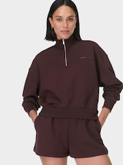 Sweaty Betty Brown Revive Crop Half Zip Sweatshirt - Image 2 of 6