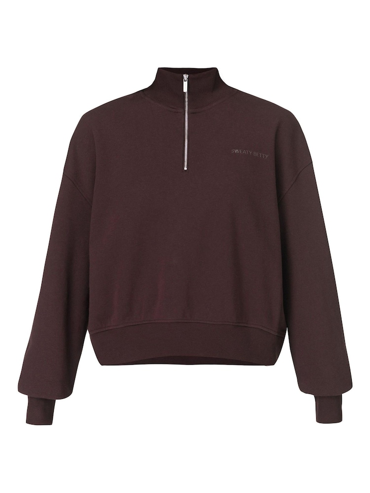 Sweaty Betty Brown Revive Crop Half Zip Sweatshirt - Image 6 of 6