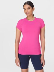Sweaty Betty Fuchsia Pink Athlete Seamless Workout T-Shirt - Image 1 of 6