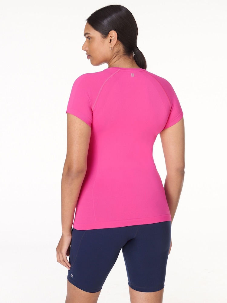 Sweaty Betty Fuchsia Pink Athlete Seamless Workout T-Shirt - Image 4 of 6