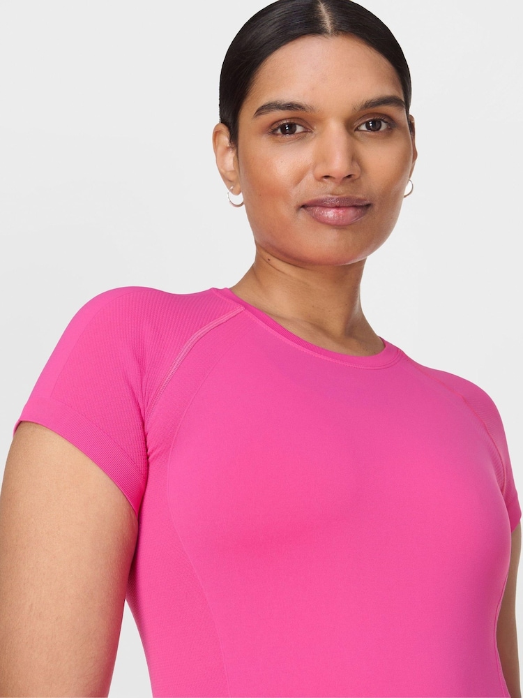Sweaty Betty Fuchsia Pink Athlete Seamless Workout T-Shirt - Image 5 of 6