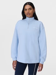 Sweaty Betty Blue Revive Longline Half Zip Sweat Top - Image 1 of 3