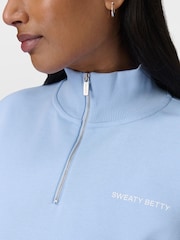 Sweaty Betty Blue Revive Longline Half Zip Sweat Top - Image 3 of 3