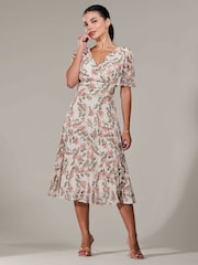 Jolie Moi White Petite Petite Chiffon Pleated Midaxi Dress - Image 1 of 6