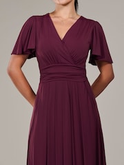 Jolie Moi Purple Petite Short Sleeve Soft Silky Jersey Maxi Dress - Image 3 of 6