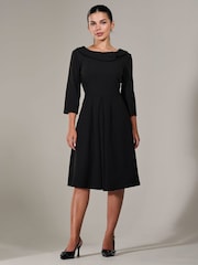 Jolie Moi Black Petite Petite Button Collar Dress - Image 1 of 6