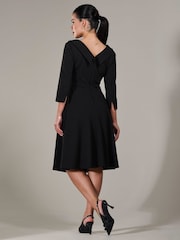 Jolie Moi Black Petite Petite Button Collar Dress - Image 2 of 6
