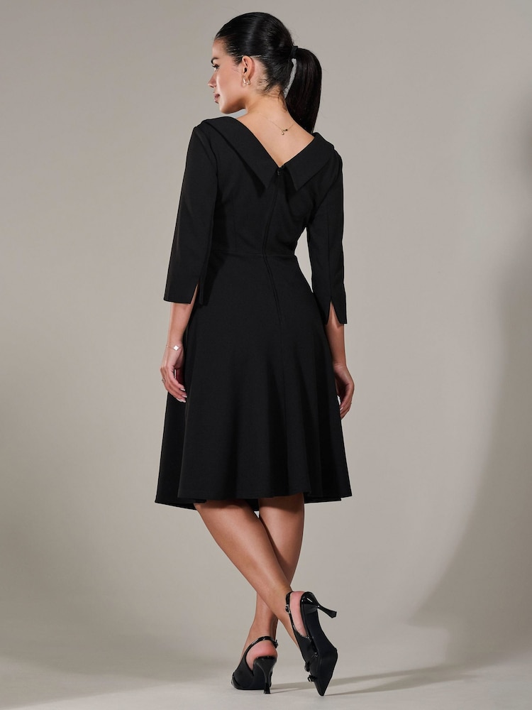 Jolie Moi Black Petite Petite Button Collar Dress - Image 2 of 6