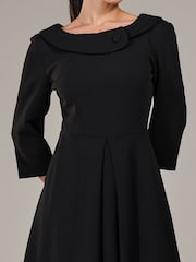 Jolie Moi Black Petite Petite Button Collar Dress - Image 3 of 6