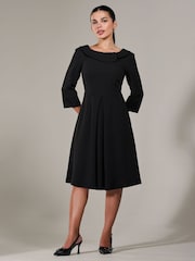 Jolie Moi Black Petite Petite Button Collar Dress - Image 5 of 6