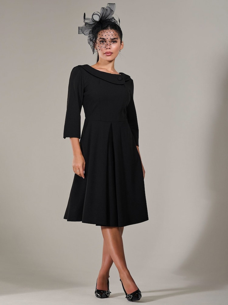 Jolie Moi Black Petite Petite Button Collar Dress - Image 6 of 6
