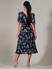 Jolie Moi Blue Petite Petite Chiffon Pleated Midaxi Dress - Image 2 of 6