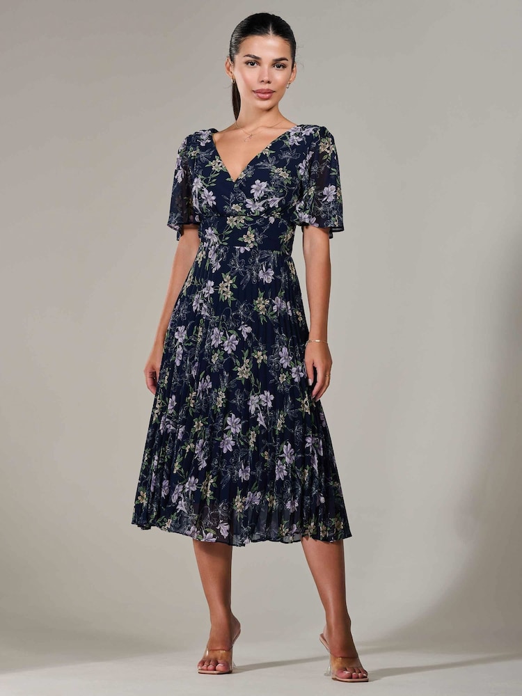 Jolie Moi Blue Petite Petite Chiffon Pleated Midaxi Dress - Image 6 of 6