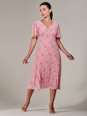 Jolie Moi Pink Petite Petite Chiffon Pleated Midaxi Dress - Image 1 of 6