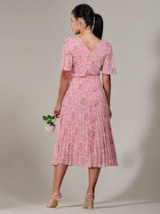 Jolie Moi Pink Petite Petite Chiffon Pleated Midaxi Dress - Image 2 of 6