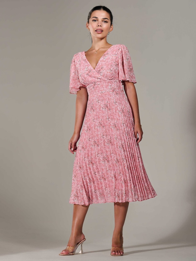 Jolie Moi Pink Petite Petite Chiffon Pleated Midaxi Dress - Image 6 of 6
