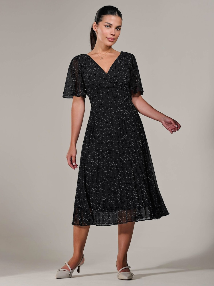 Jolie Moi Black Petite Petite Chiffon Pleated Midaxi Dress - Image 1 of 6
