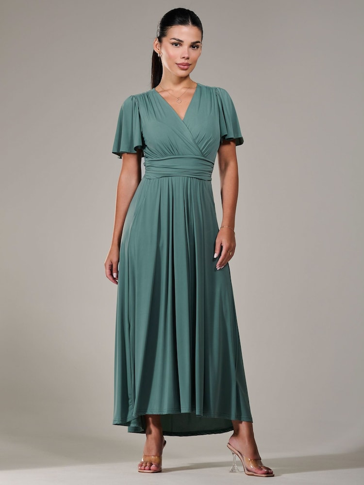 Green - Jolie Moi Short Sleeve Soft Silky Jersey Maxi Dress - Image 1 of 6 Green - Jolie Moi Short Sleeve Soft Silky Jersey Maxi Dress - Image 1 of 6