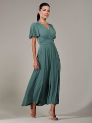 Jolie Moi Green Petite Short Sleeve Soft Silky Jersey Maxi Dress - Image 2 of 6