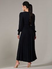 Jolie Moi Black Petite Petite Long Sleeve Soft Silky Jersey Maxi Dress - Image 2 of 6