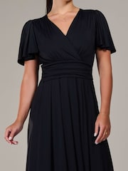 Jolie Moi Black Petite Short Sleeve Soft Silky Jersey Maxi Dress - Image 4 of 6