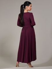 Jolie Moi Purple Petite Petite Long Sleeve Soft Silky Jersey Maxi Dress - Image 2 of 6