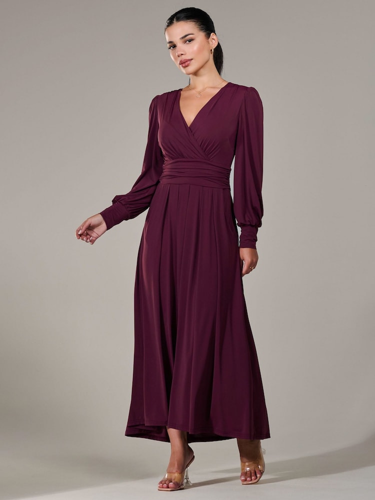 Lila - Jolie Moi Petite Long Sleeve Soft Silky Jersey Maxi Dress - Bild 6 von 6 Lila - Jolie Moi Petite Long Sleeve Soft Silky Jersey Maxi Dress - Bild 6 von 6