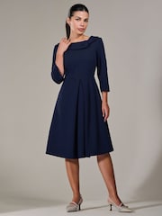 Jolie Moi Blue Petite Petite Button Collar Dress - Image 1 of 6