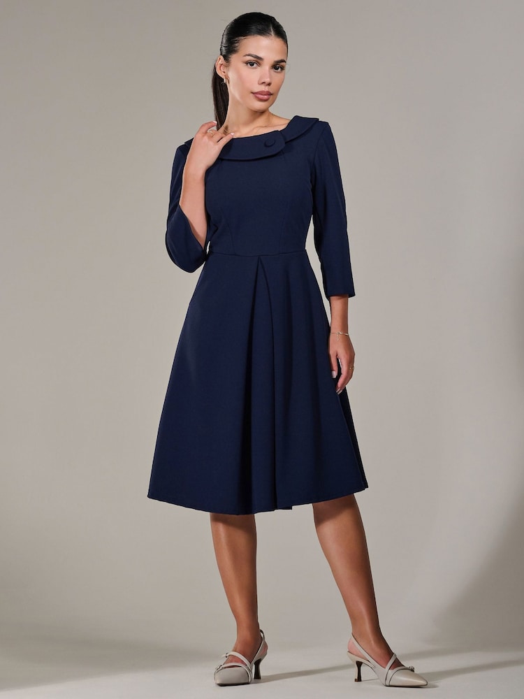Jolie Moi Blue Petite Petite Button Collar Dress - Image 1 of 6