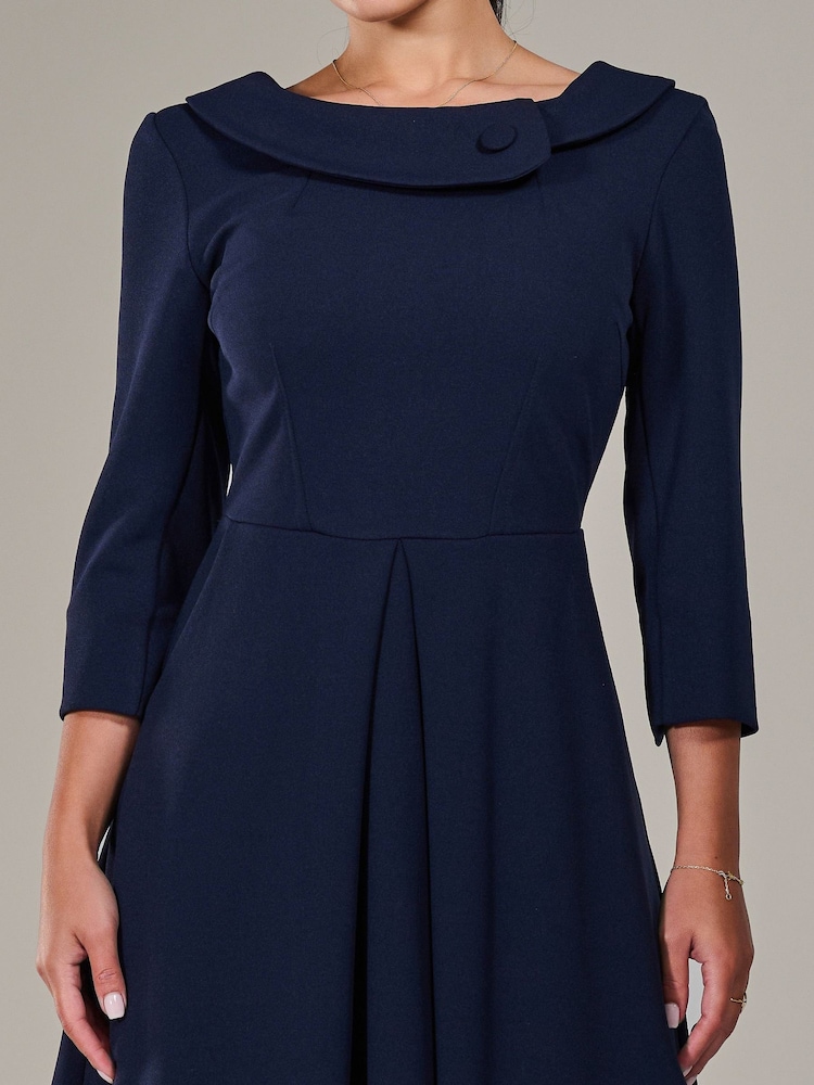 Jolie Moi Blue Petite Petite Button Collar Dress - Image 2 of 6