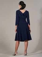 Jolie Moi Blue Petite Petite Button Collar Dress - Image 3 of 6