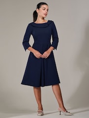 Jolie Moi Blue Petite Petite Button Collar Dress - Image 5 of 6