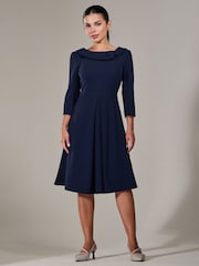 Jolie Moi Blue Petite Petite Button Collar Dress - Image 6 of 6