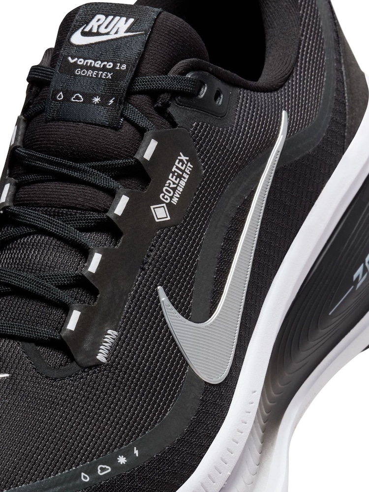 Nike Black/White Vomero 18 GORE-TEX Running Trainers - Image 13 of 13 Nike Black/White Vomero 18 GORE-TEX Running Trainers - Image 13 of 13