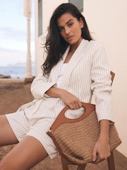 Mint Velvet White Double Breasted Pinstripe Blazer - Image 7 of 14