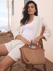 Mint Velvet White Double Breasted Pinstripe Blazer - Image 8 of 14