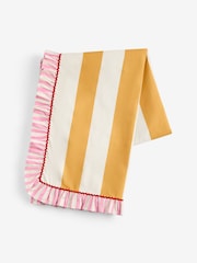 Yellow Pink Stripe Ruffle Wipeclean Table Cloth - Image 1 of 4