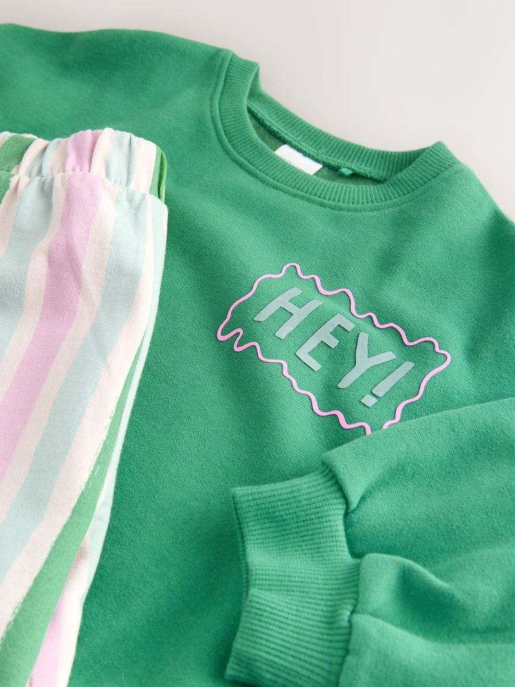 Green Hey Hi Sweatshirt & Wide Leg Trousers Set (3mths-7yrs) - Image 10 of 10 Green Hey Hi Sweatshirt & Wide Leg Trousers Set (3mths-7yrs) - Image 10 of 10